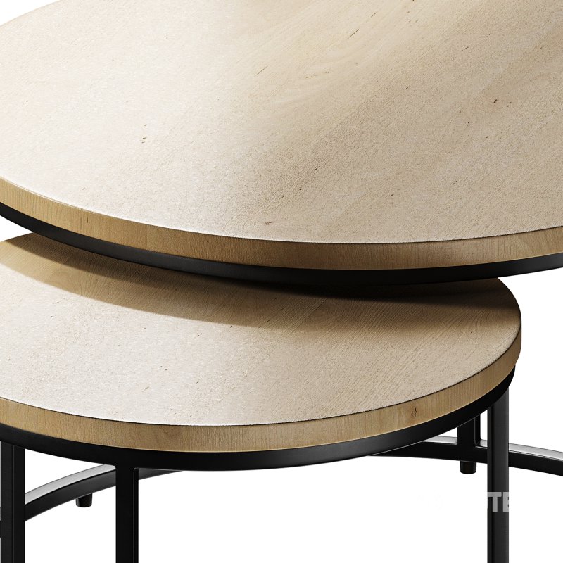 Set of 2 oak nesting coffee tables Image 10