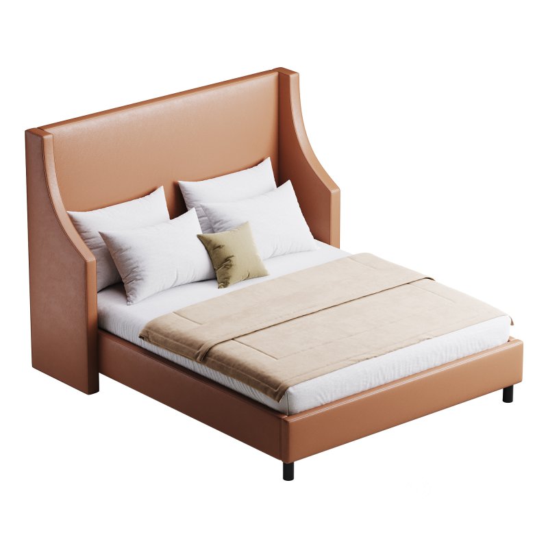Davis Wingback Sand Velvet bed Image 2