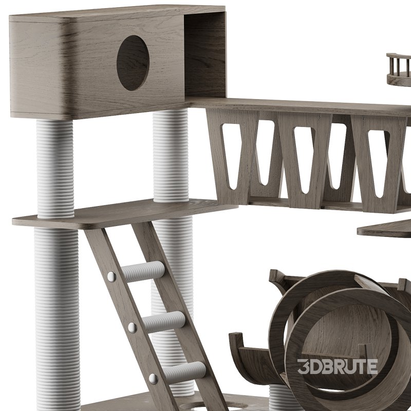 Wooden Cat Litter Box Frame with Integrated Luxury Play Area Image 13