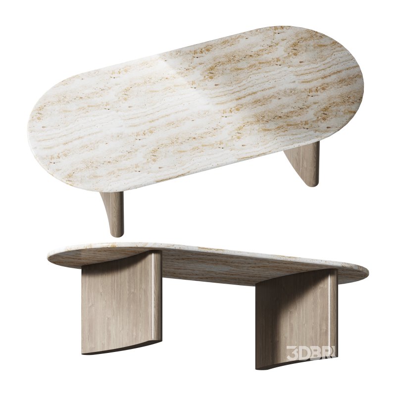 Linden Travertine Top Coffe Table Image 12