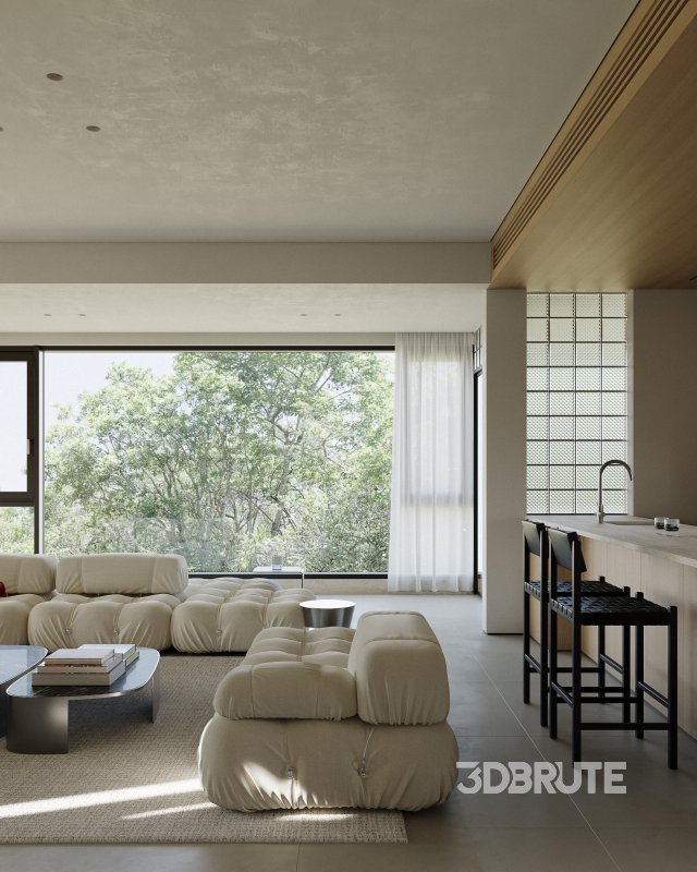 Modern living room dining room kitchen Image 3