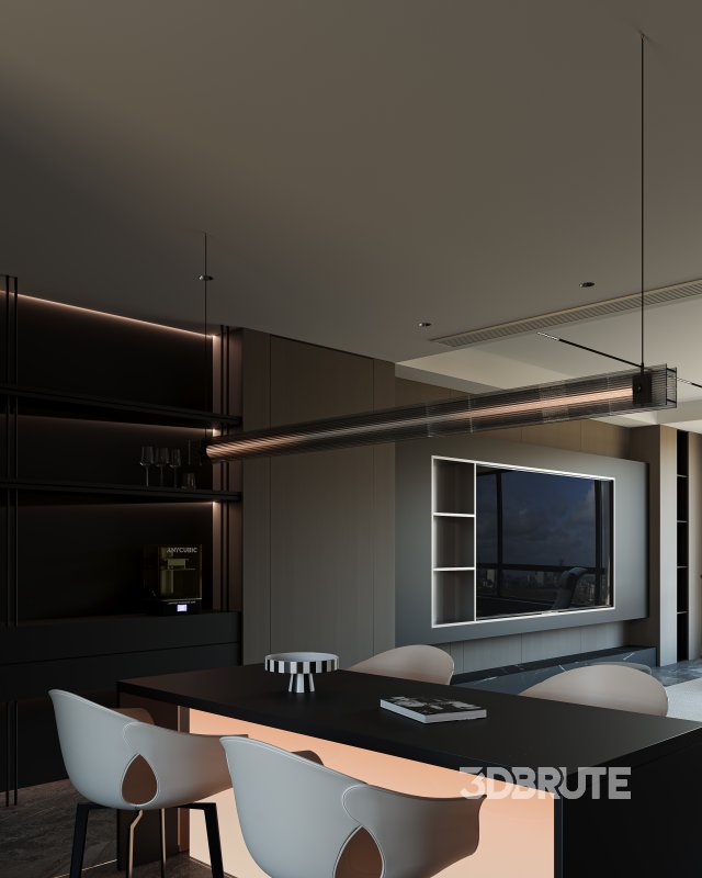 Modern living room dining room kitchen Image 7
