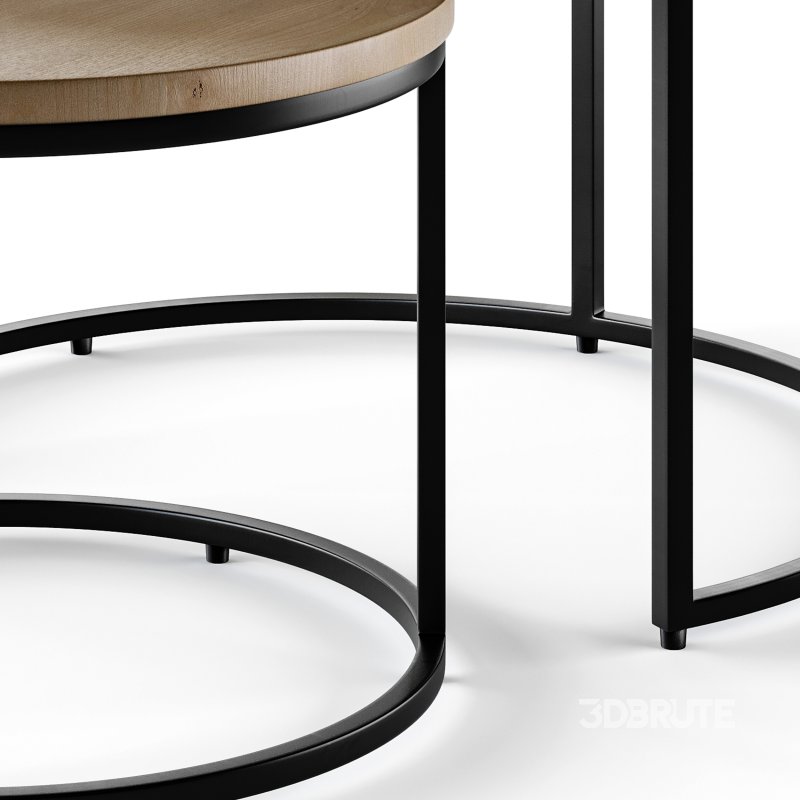 Set of 2 oak nesting coffee tables Image 11