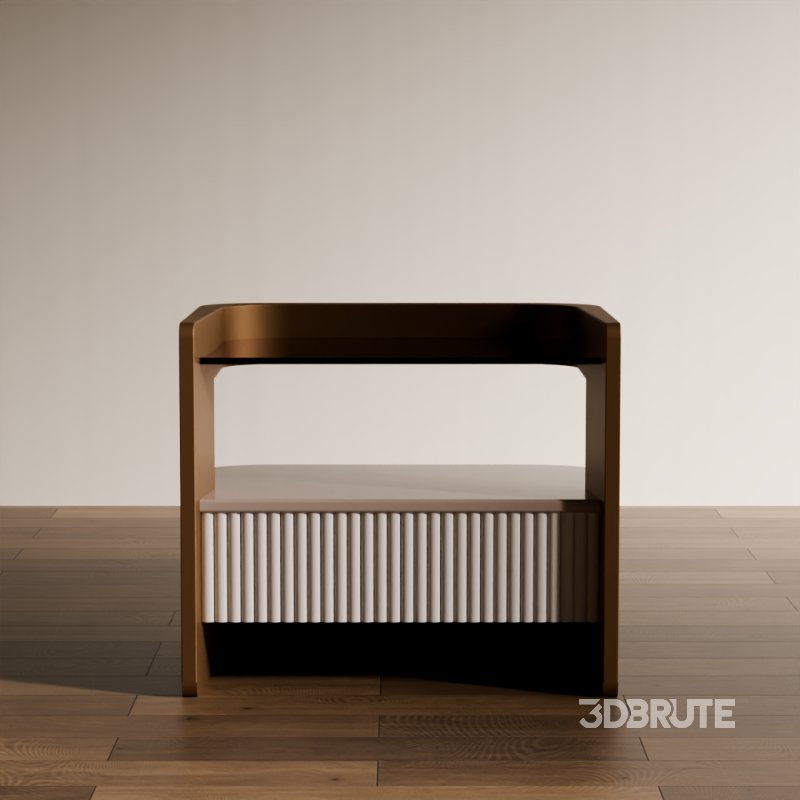 Contemporary Wooden Side Table with Slatted Shelf Image 5