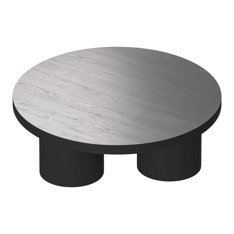 Damian Wooden Round Coffee Table – Black Image 6