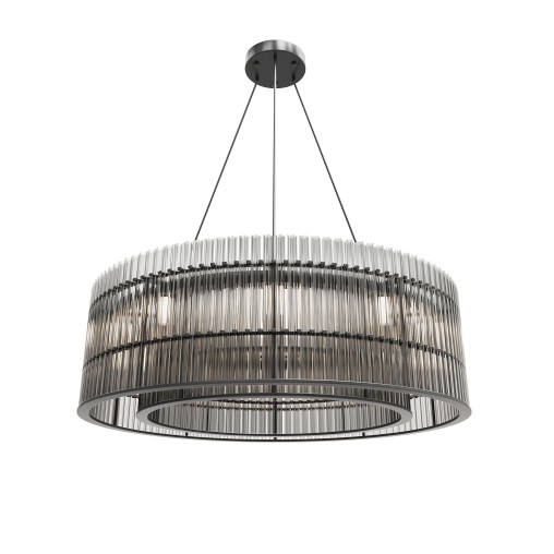 Pendant lamp transparent glass black metal