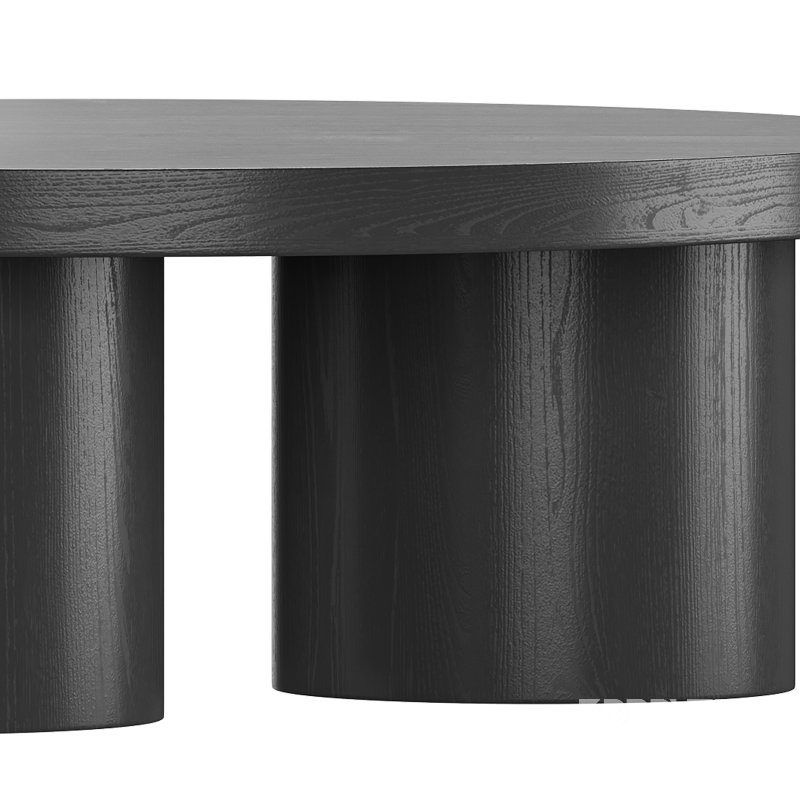 Damian Wooden Round Coffee Table – Black Image 9