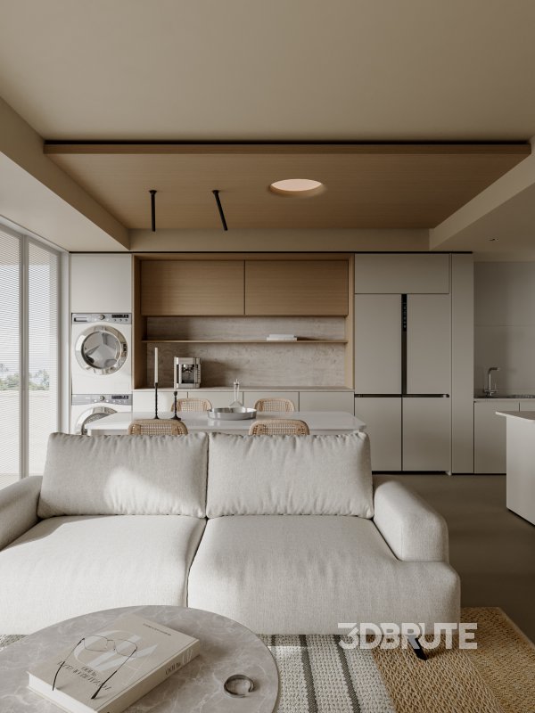 Modern living room dining room kitchen Image 2