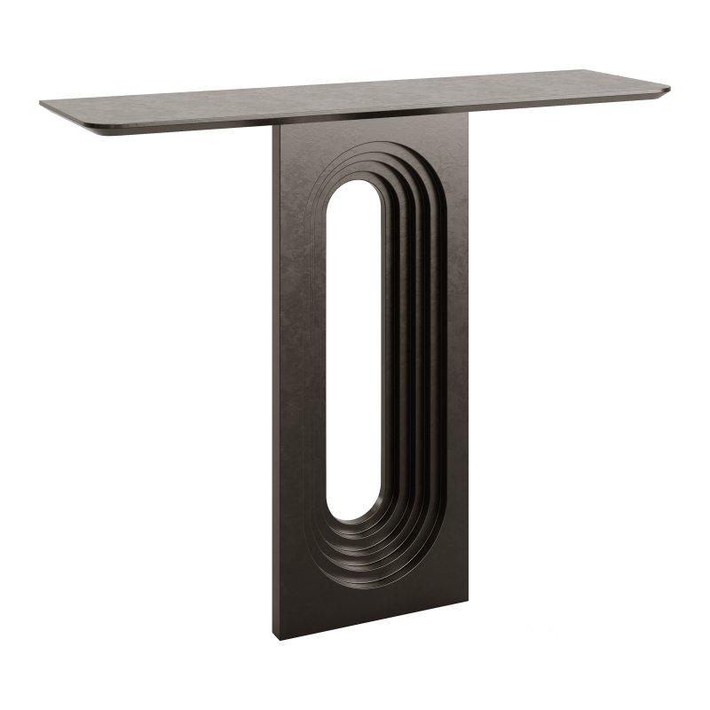 47 Modern Narrow Wood White Console Table with Geometric Pedestal Entryway Table Image 6
