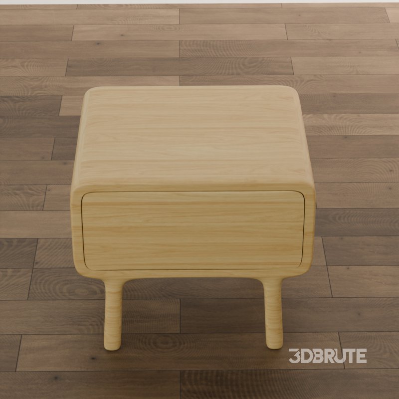 Rounded Edge Wooden Nightstand Image 4