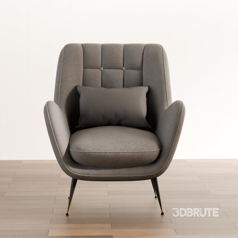 Mid-Century Modern High-Back Armchair Image 1