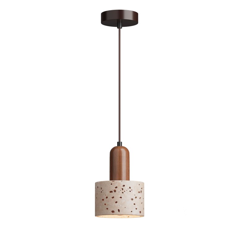 Wabi Sabi pendant lamp in travertine and wood Image 2