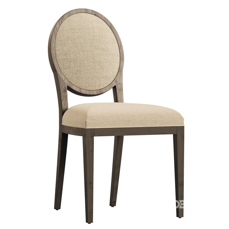 French Contemporary Round Fabric Dining Side Chair Image 2
