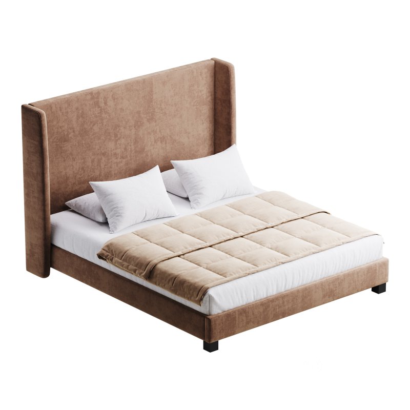 Wingback Smoke Velvet Bed Image 6