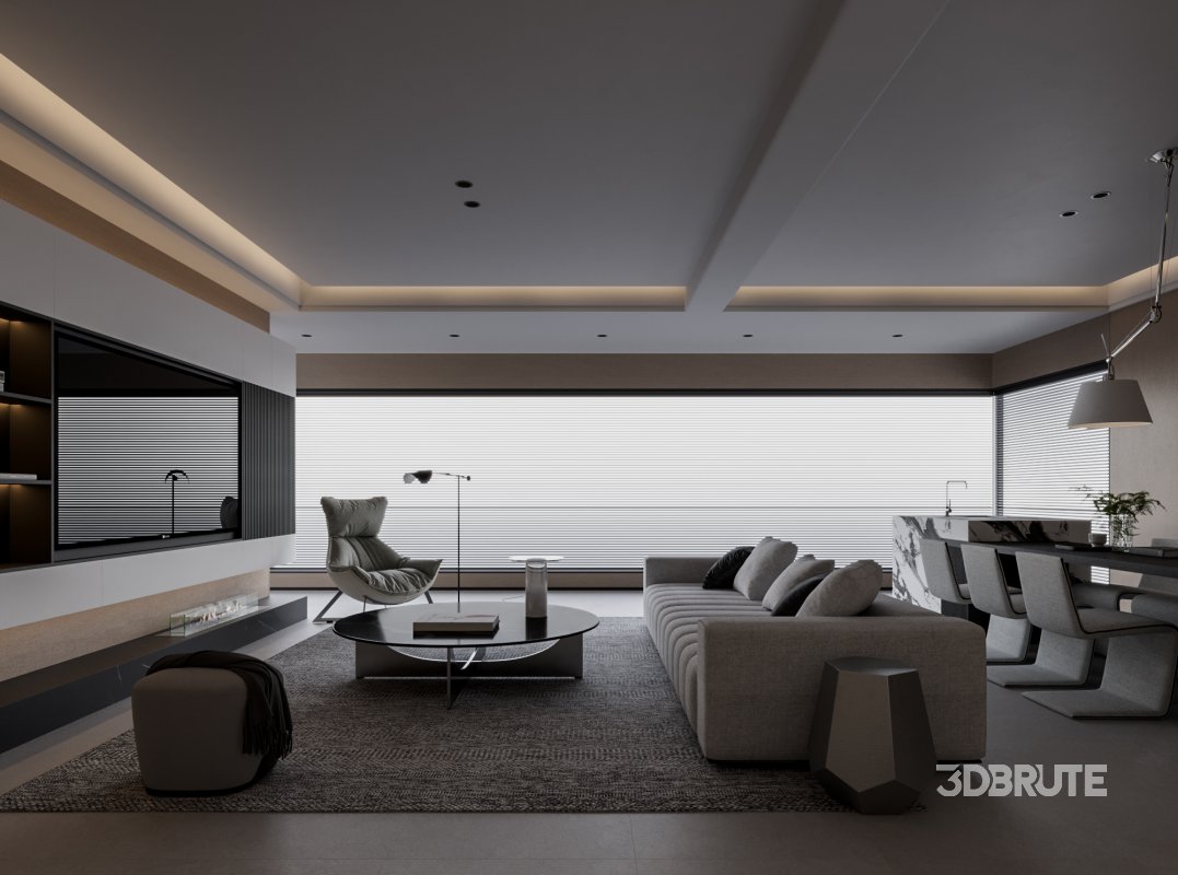 Modern living and dining room Image 1