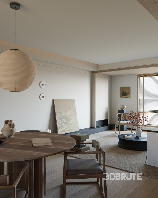 Chinese style living room and dining room Image 5