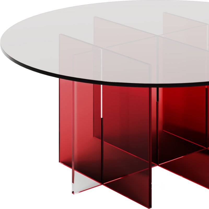 Modern Red Base Acrylic Coffee Table by Chairish Image 3