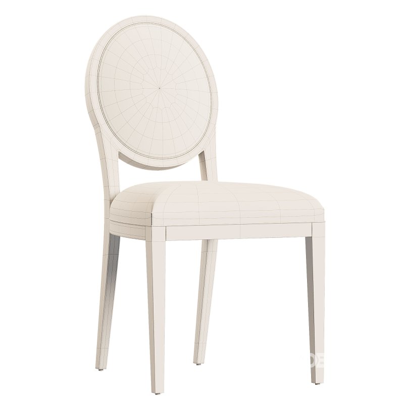 French Contemporary Round Fabric Dining Side Chair Image 6