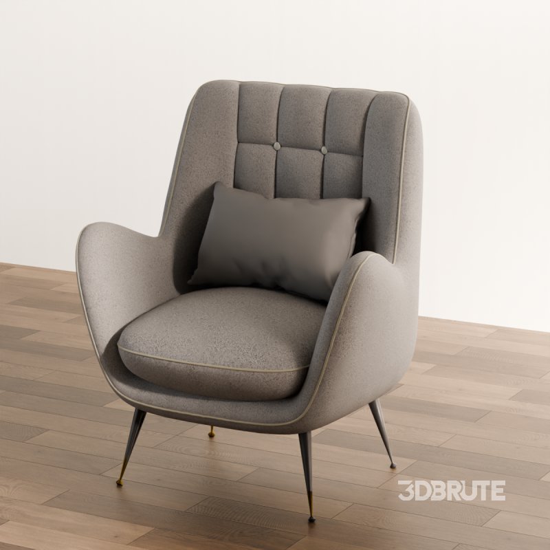 Mid-Century Modern High-Back Armchair Image 4