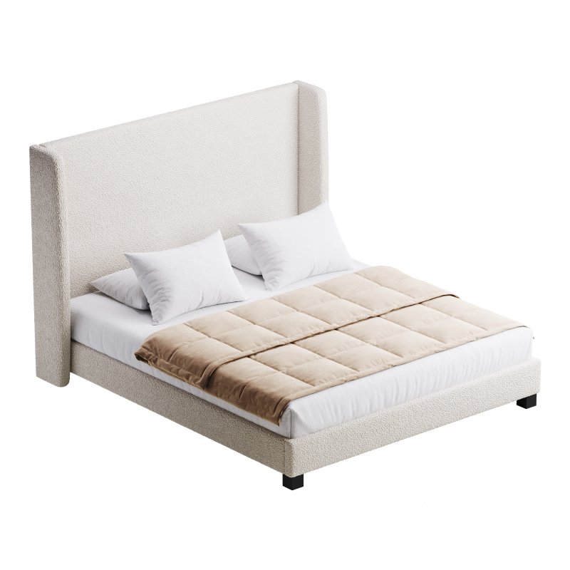 Wingback Smoke Velvet Bed Image 3