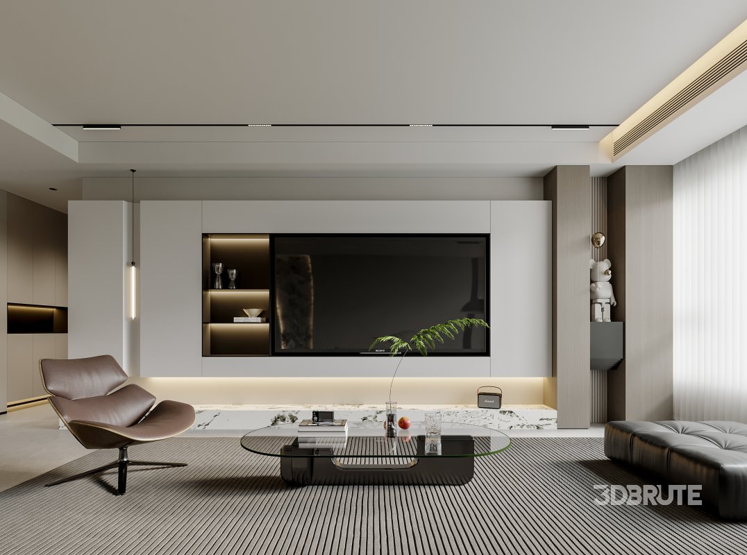 Modern living room and dining room interior scene Image 4