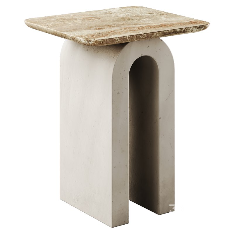 Aspen Sculptural Marble-Top Side Table by Anthropologie in White Image 3