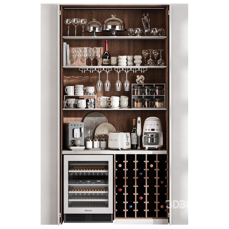 Built in Hidden Coffee Bar Cabinet Modern Beverage Station Image 2