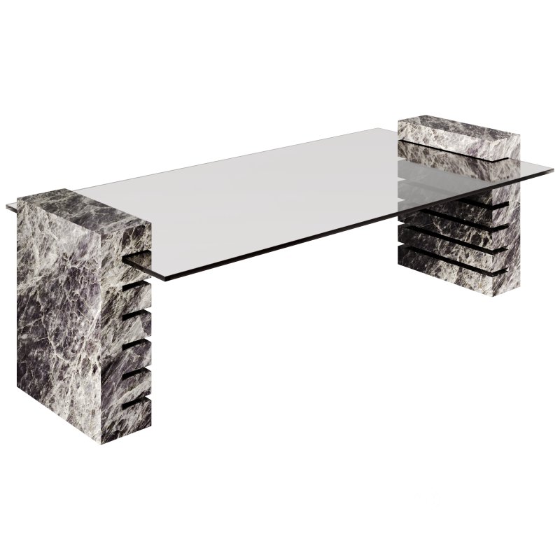 Large Marble and Glass Coffee Table by 1stDibs Image 2