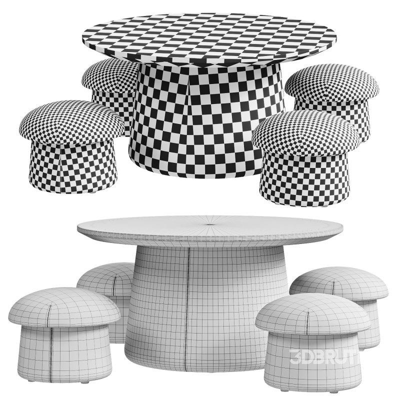 Mushroom Table and Pouf Image 3