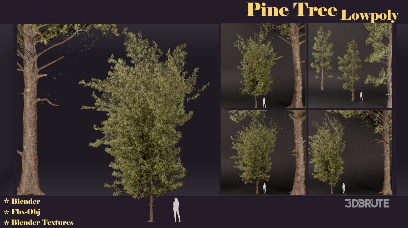 SJ lowpoly pine tree set 01 Image 2