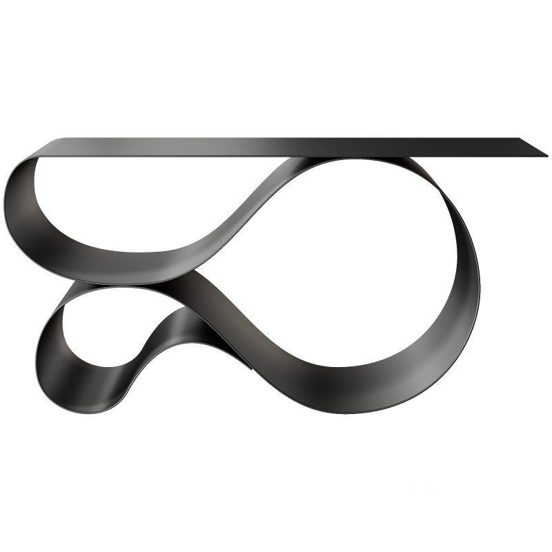Whorl Console in Black Matte Powder Coated Aluminum by Neal Aronowitz Design Image 2