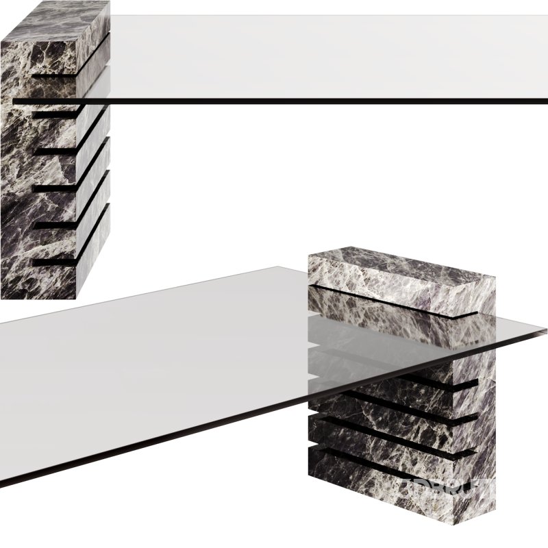 Large Marble and Glass Coffee Table by 1stDibs Image 4