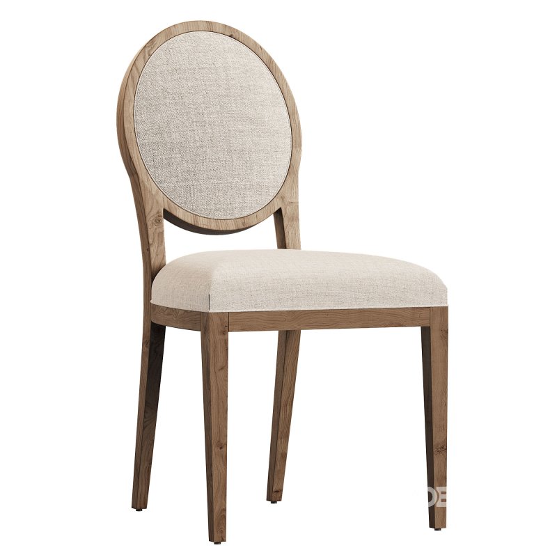 French Contemporary Round Fabric Dining Side Chair Image 3
