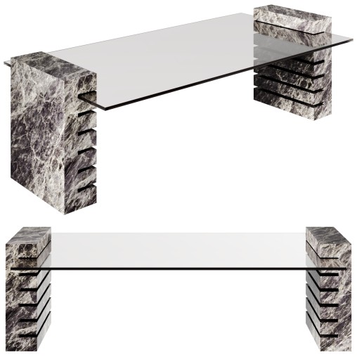 Large Marble and Glass Coffee Table by 1stDibs