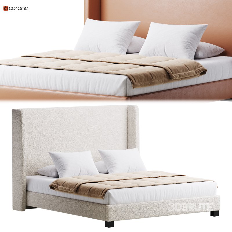 Wingback Smoke Velvet Bed Image 1