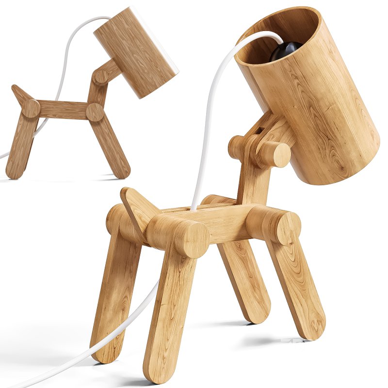 Dog Shaped Bamboo LED Desk Lamp Image 3