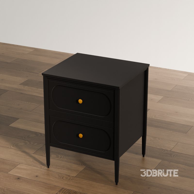 Elegant Black Nightstand with Gold Knobs Image 5