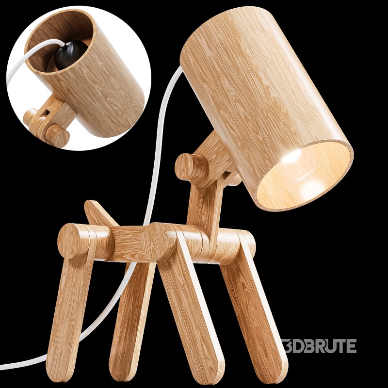 Dog Shaped Bamboo LED Desk Lamp Image 2