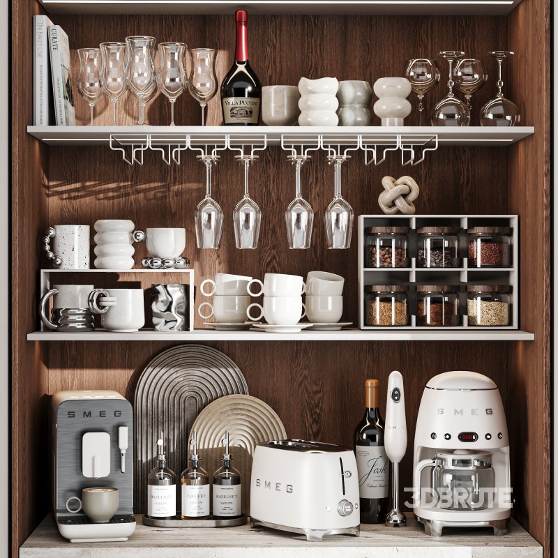 Built in Hidden Coffee Bar Cabinet Modern Beverage Station Image 3