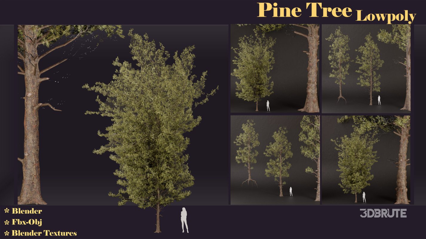 SJ lowpoly pine tree set 01 Image 4