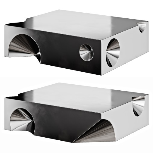 Coffee Table Square Mirror Steel Sculpture by 1stDibs