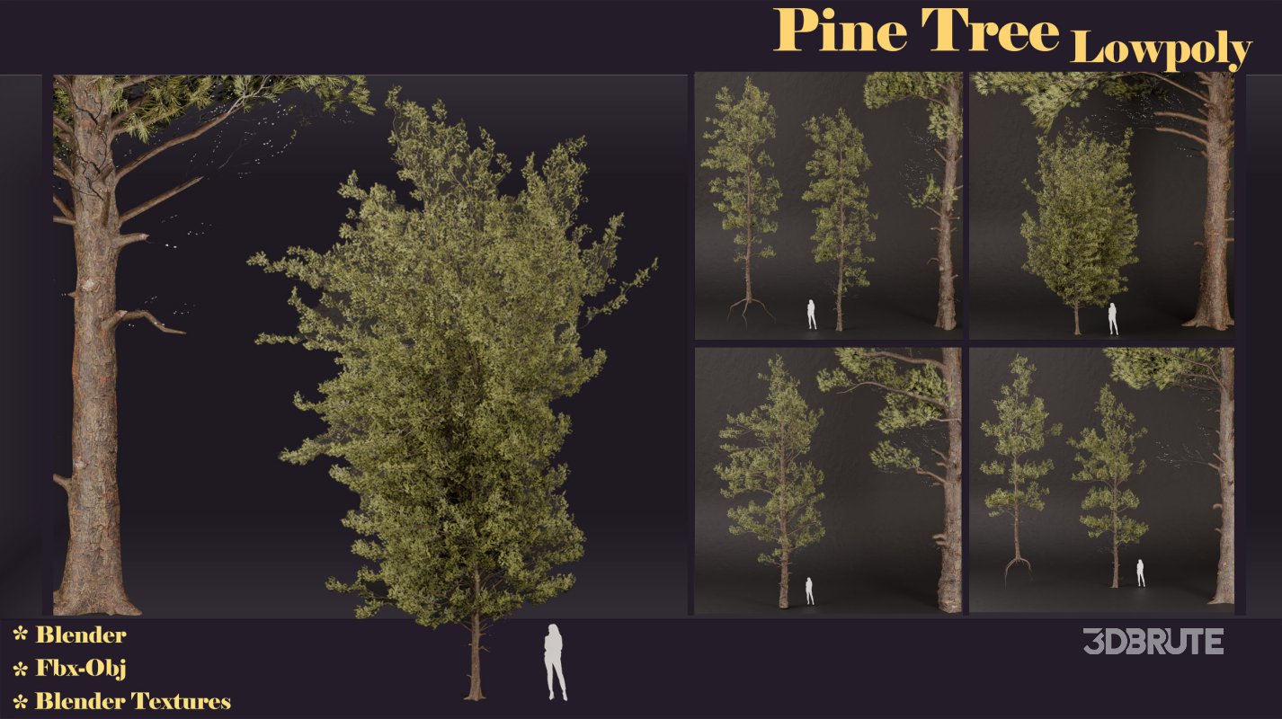 SJ lowpoly pine tree set 01 Image 6