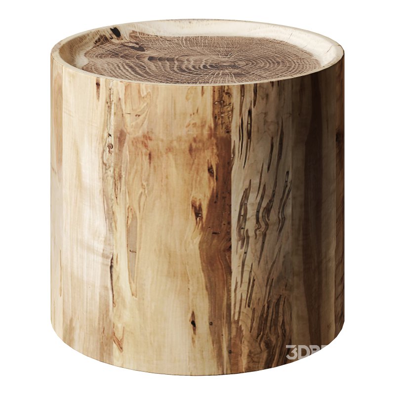 Wood Round Coffee Table Rustic Look Image 1