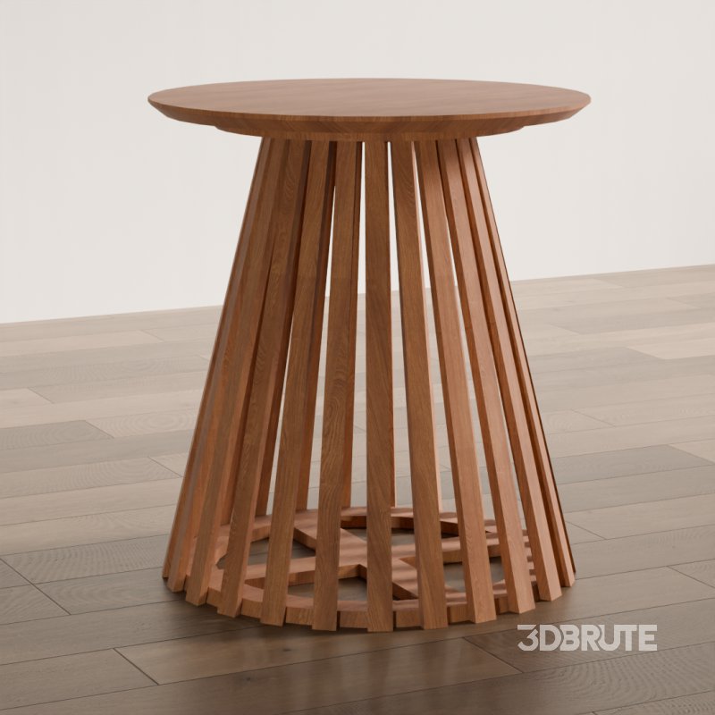 Modern Wooden Slatted End Table Image 3