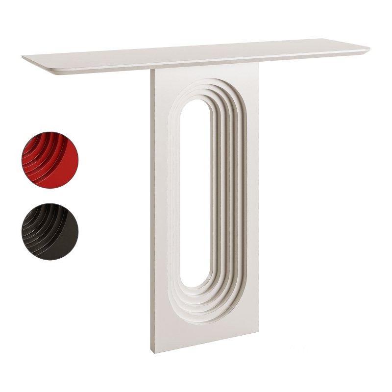 47 Modern Narrow Wood White Console Table with Geometric Pedestal Entryway Table Image 1