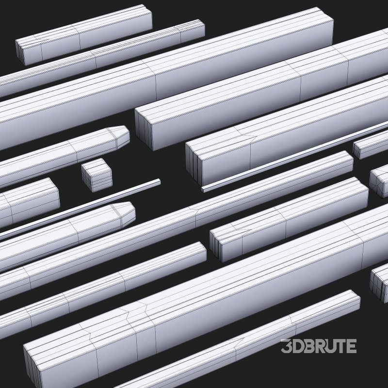 Wooden Plank & Beam Vol.02 – Medieval 3D Asset Pack/Low Poly/Game Ready Image 7