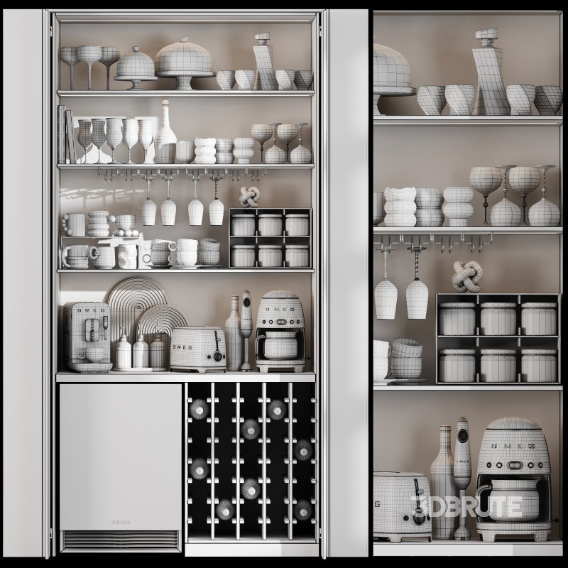 Built in Hidden Coffee Bar Cabinet Modern Beverage Station Image 4