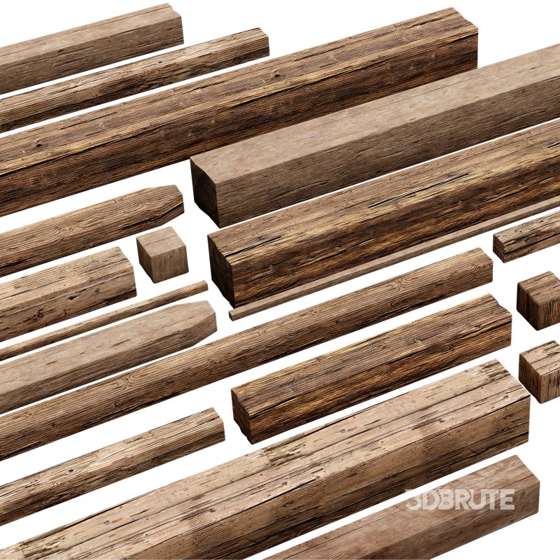 Wooden Plank & Beam Vol.02 – Medieval 3D Asset Pack/Low Poly/Game Ready Image 1