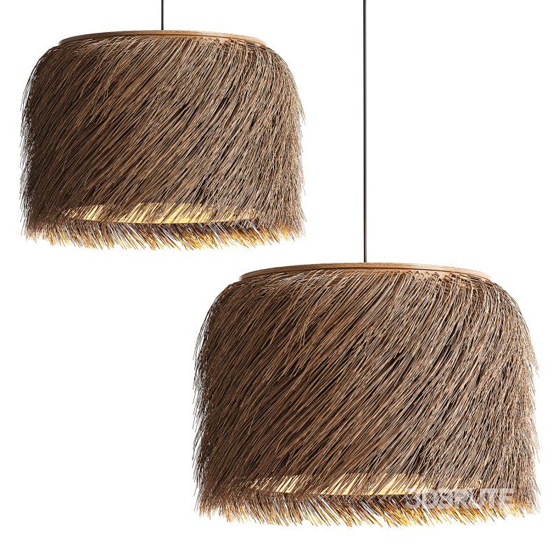 Wabi-Sabi Style Rattan Straw Hat Pendant Light Image 3