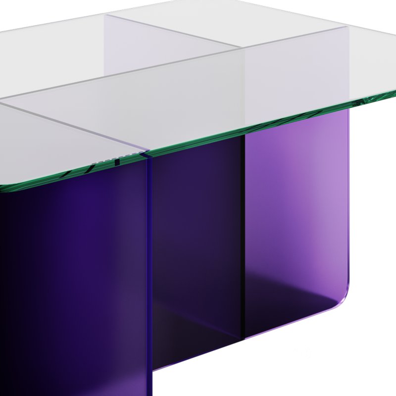 Acrylic Purple Coffee Table with Clear Top by Chairish Image 3